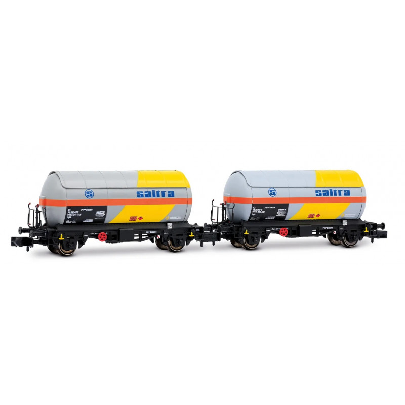 RENFE, 2-unit pack of 2-axle PR tank wagons, "Saltra", yellow-grey livery, ep. IV-V - Arnold HN6721