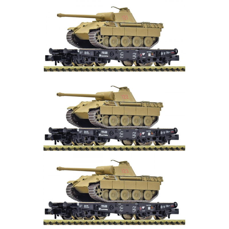 Set de tres vagones de plataforma baja para el transporte de cargas pesadas, DRB Ép II- Fleischmann 845606