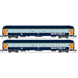 2 UIC B9c9x sleeping coaches set, high roof. WASTELLS livery logo SNCF, ep IV-V. REE NW-348