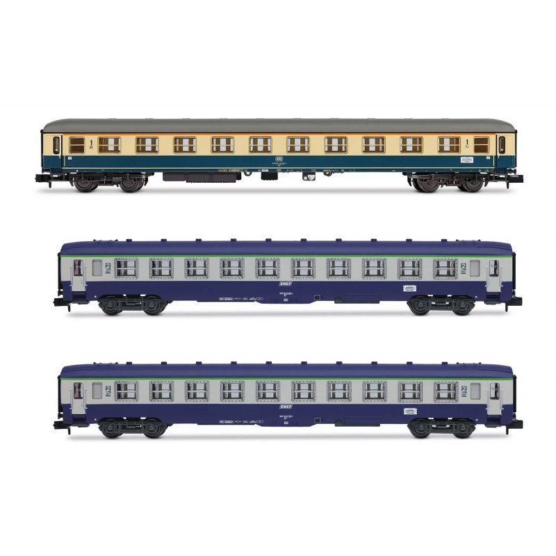 SNCF/DB "D242 París-Berlín-Varsovia". Set 3 coches.  Ép IV. HN4437